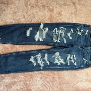 American Eagle Distressed Blue Jeans, sz10, Ankle Length